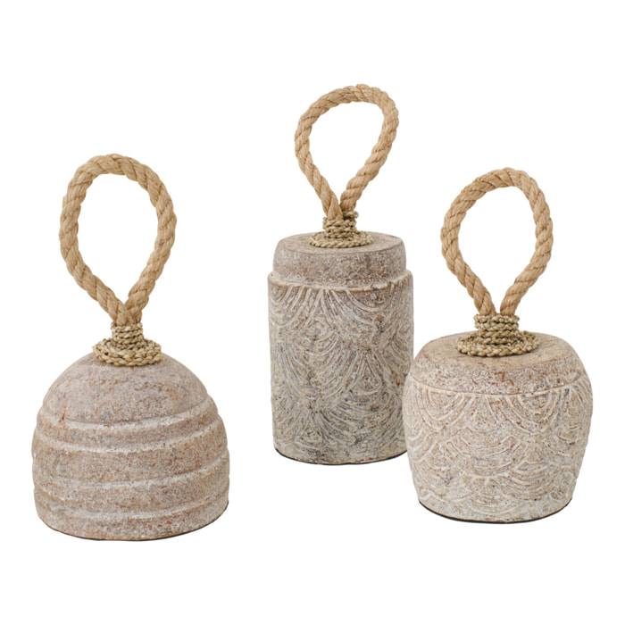 J-Line Cale-porte - céramique - beige - 3 pièces