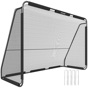 Portería de Fútbol, Portería de Fútbol para Jardín con Red de Poliéster Resistente, Piquetas para Suelo y Estructura Metálica, Montaje Fácil, para Interior y Exterior, 300x120x200 cm, Negro
