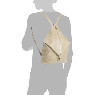 Lorena Bolso mochila Mujer.Piel auténtica Gamuza Lavado a la Piedra