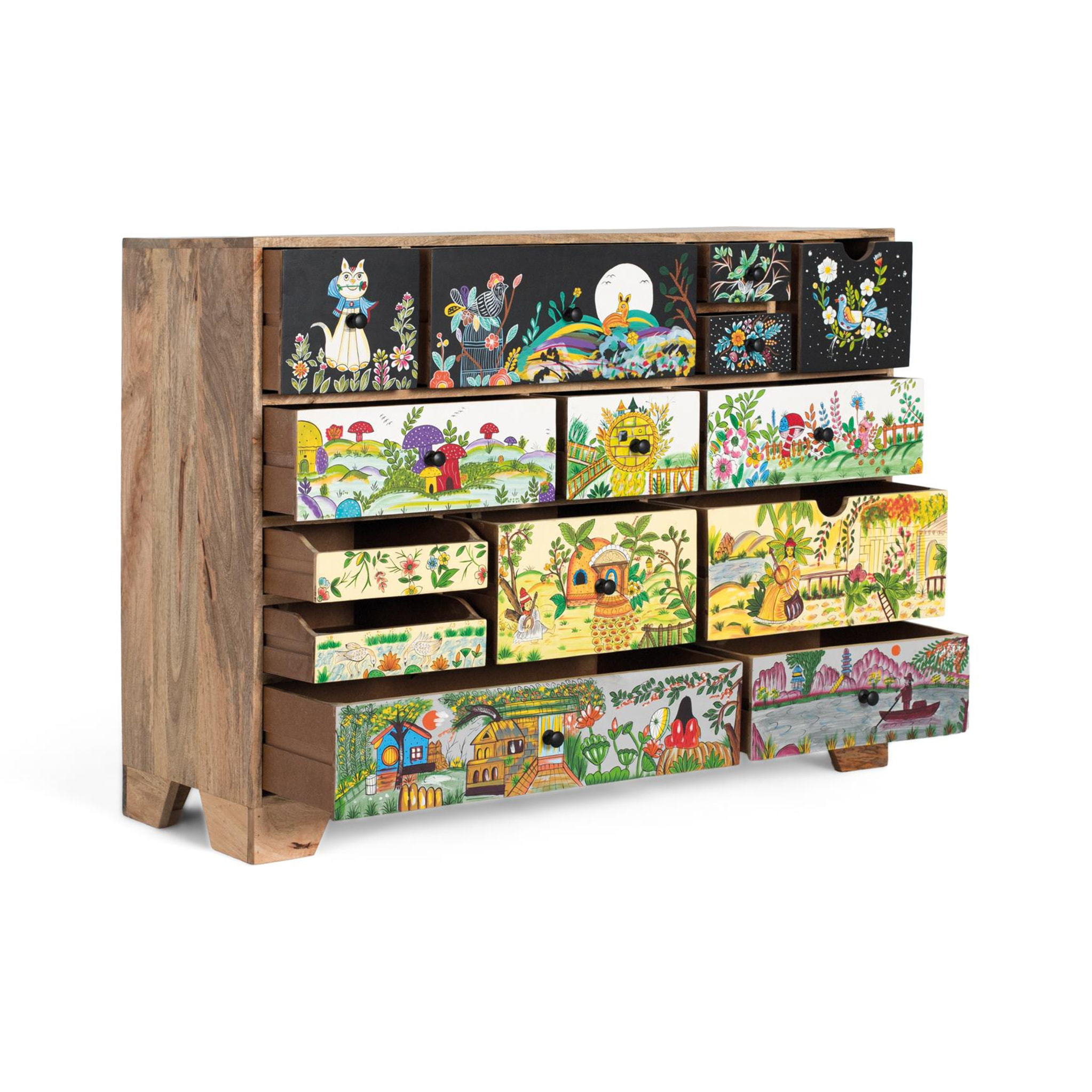 Commode en bois de manguier 120 cm style ethnique boho