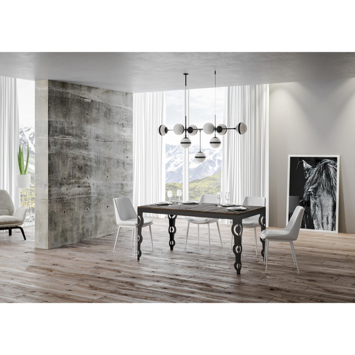 Table extensible 90x180/284 cm Karamay Evolution Noyer cadre Anthracite