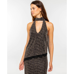 Blusa halter con lazadas y espalda descubierta