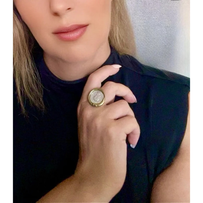 Anillo moneda mix vintage dorado-latón y plata chapado 10µ