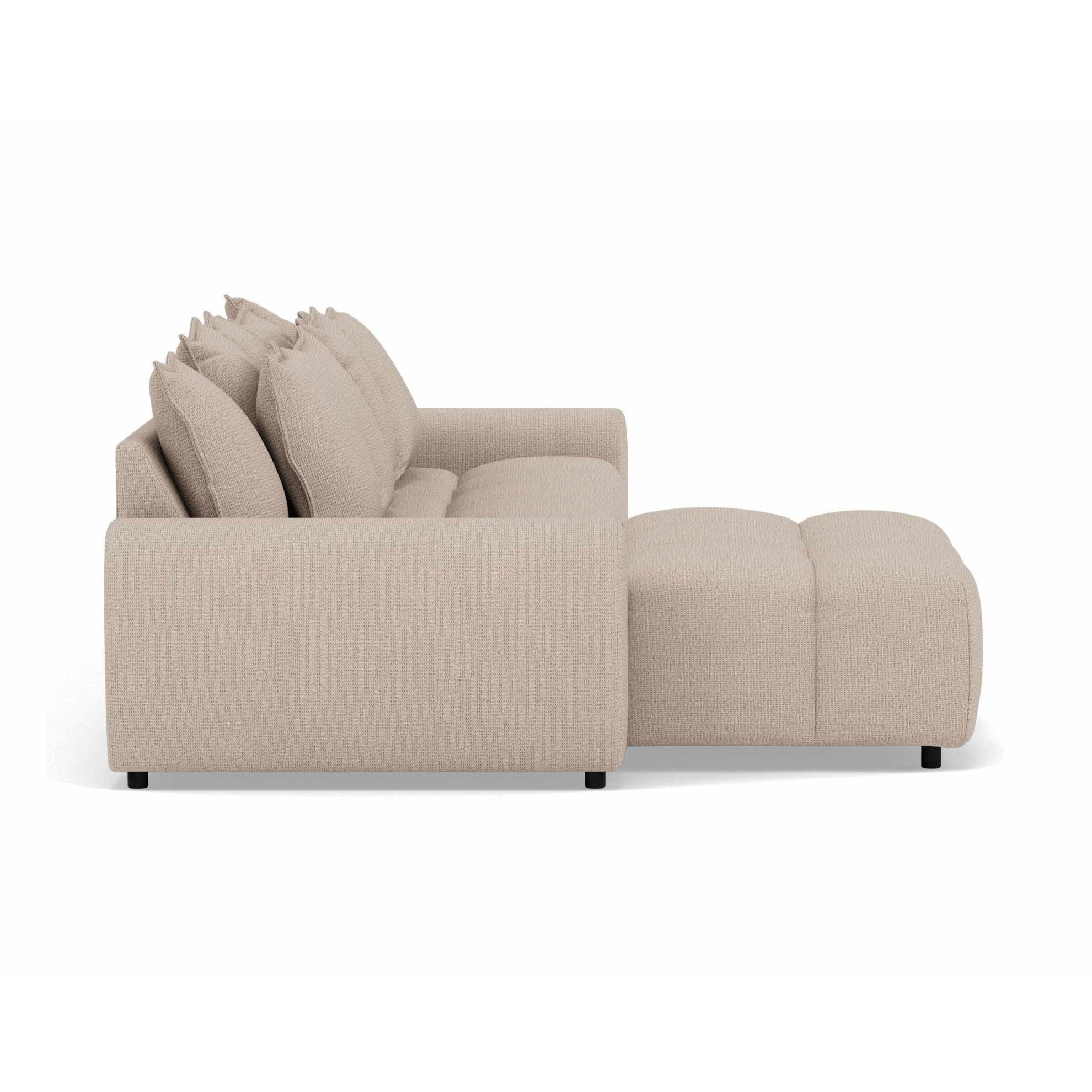 Adelaide - canapé d'angle réversible 4 places avec pouf d'appoint en tissu texturé - Beige
