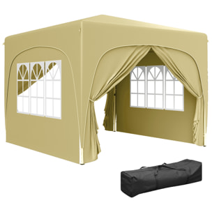 Carpa Plegable Gazabo 3x3 m con Paneles Laterales UPF50+ Cenador Pabellón de Jardín con Altura Ajustable y Bolsa de Transporte para Camping Fiestas Patio Terraza