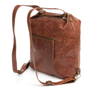 FIRENZE ARTEGIANI Borsa Zaino Donna Irene. Vera Pelle Scamosciata Stone Washed Made in Italy 31x13x32 Cm. Colore: pelle