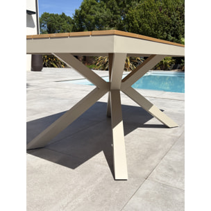 LAMU - Table de jardin en alu plateau polywood  aspect bois - Grège