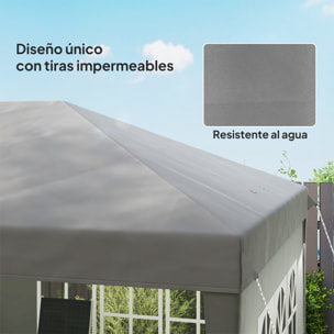 Carpa Plegable 6x3 m, Pop-up, con 4 Laterales Desmontables, Cenador de Jardín con 4 Ventanas Visibles y Bolsa de Transporte, Impermeable, Anti-UV, Gazebo para Camping, Fiestas, Exterior Gris