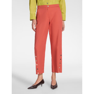Elena Mirò - Pantalones de gabardina con botones - Naranja sol