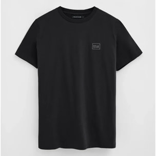 Camiseta negra de corte recto con parche Polo Club