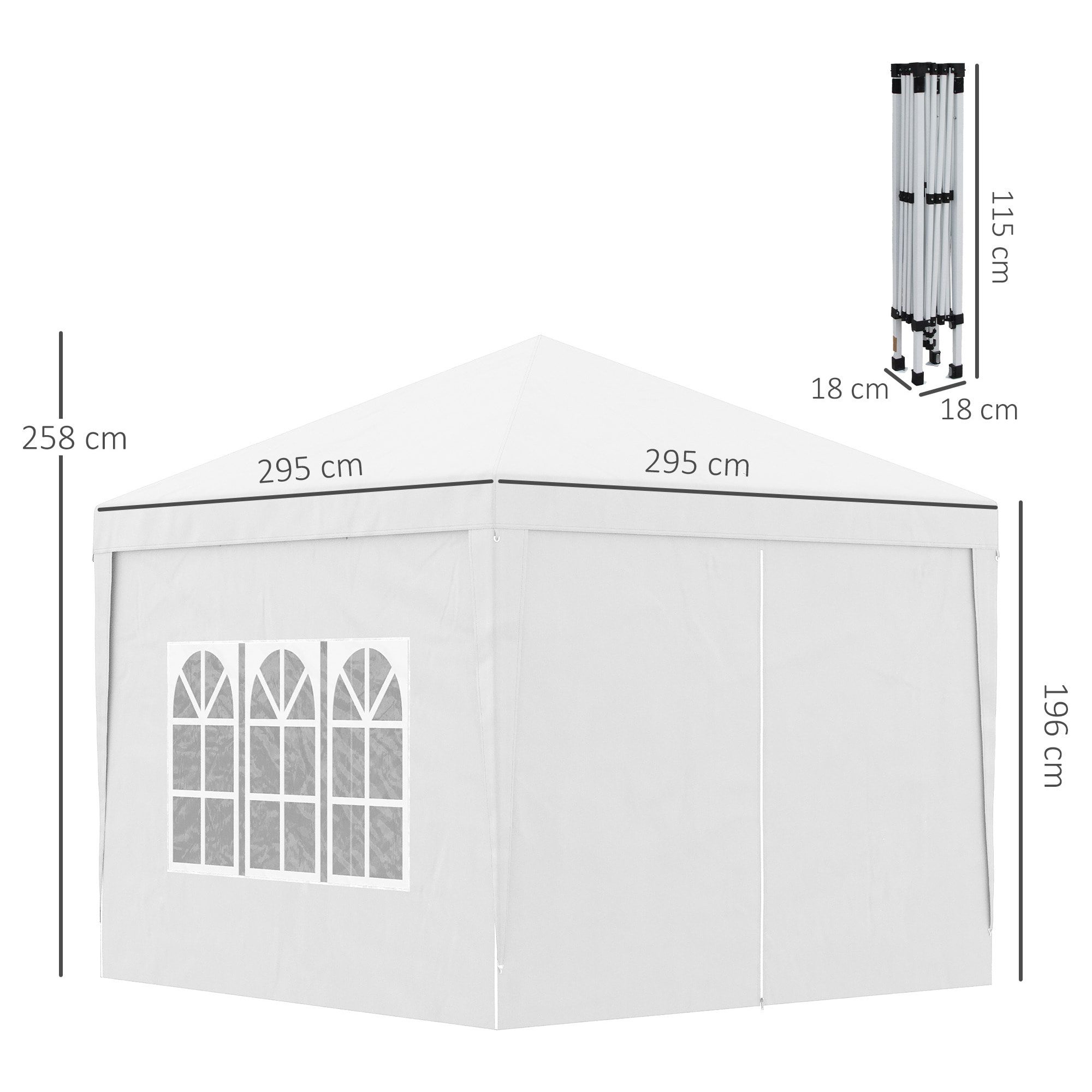 Carpa Plegable con 4 Paredes Desmontables 3x3 m Cenador de Jardín Gazebo Impermeable Protección UV y Bolsa de Transporte Pabellón para Recepción Eventos Camping Cerveza Blanco