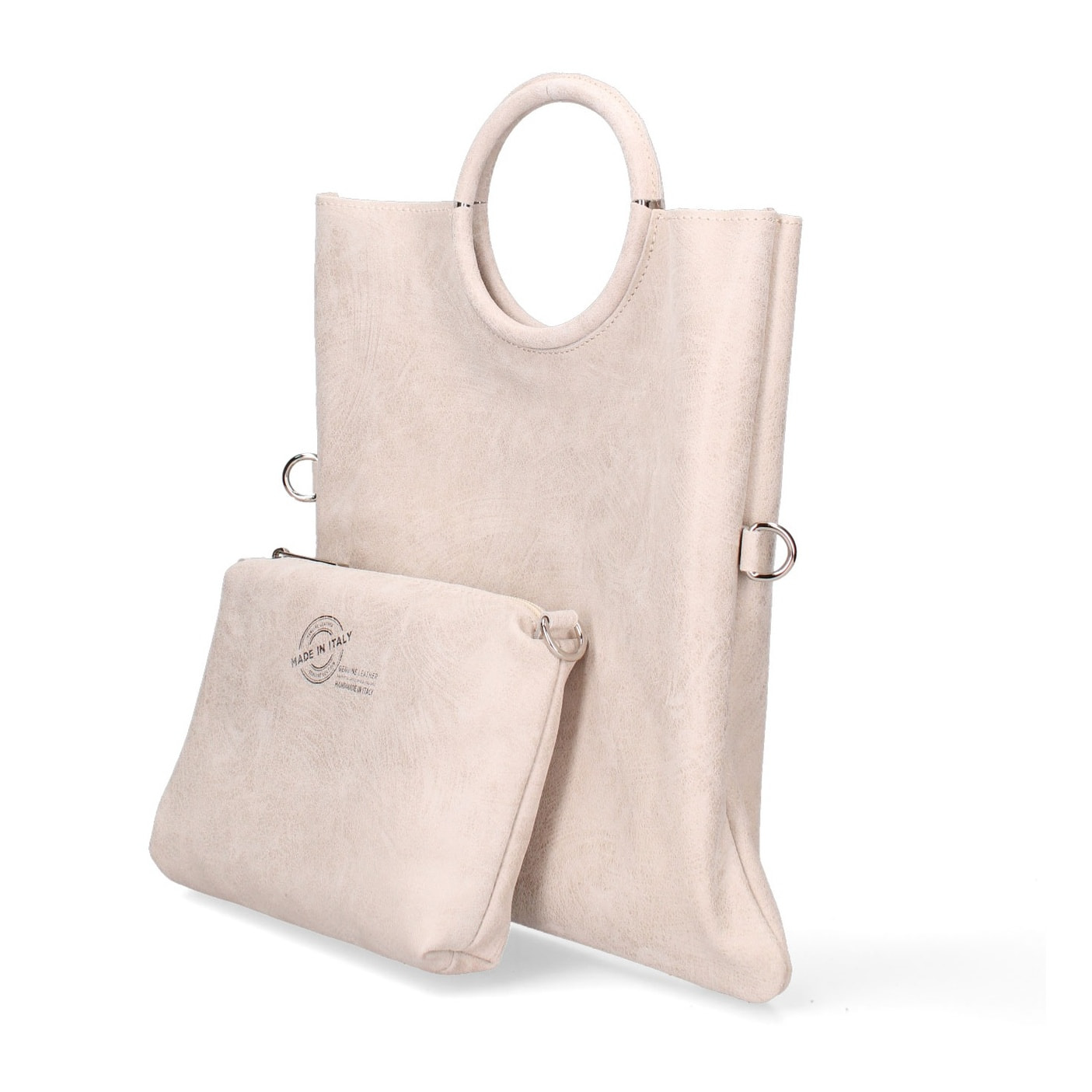 Borsa a mano da donna Made in Italy - Modello Velvet - 100% pelle scamosciata - 29.0 x 30.0 x 1.0 cm