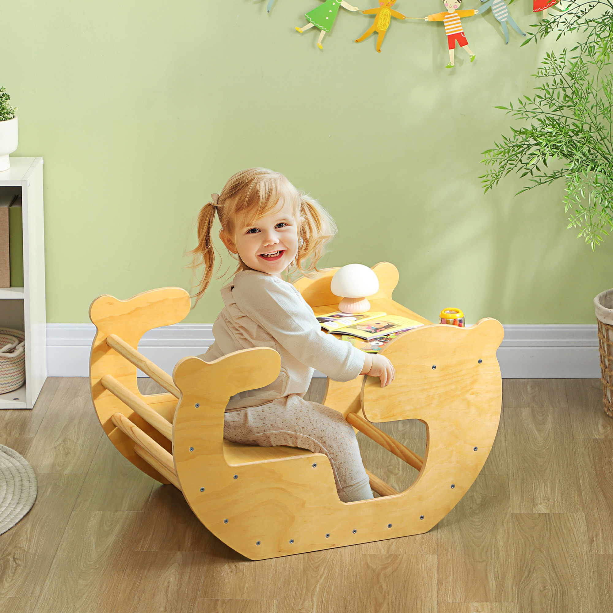 Arche d'escalade enfant bureau 2 en 1 bois pin naturel
