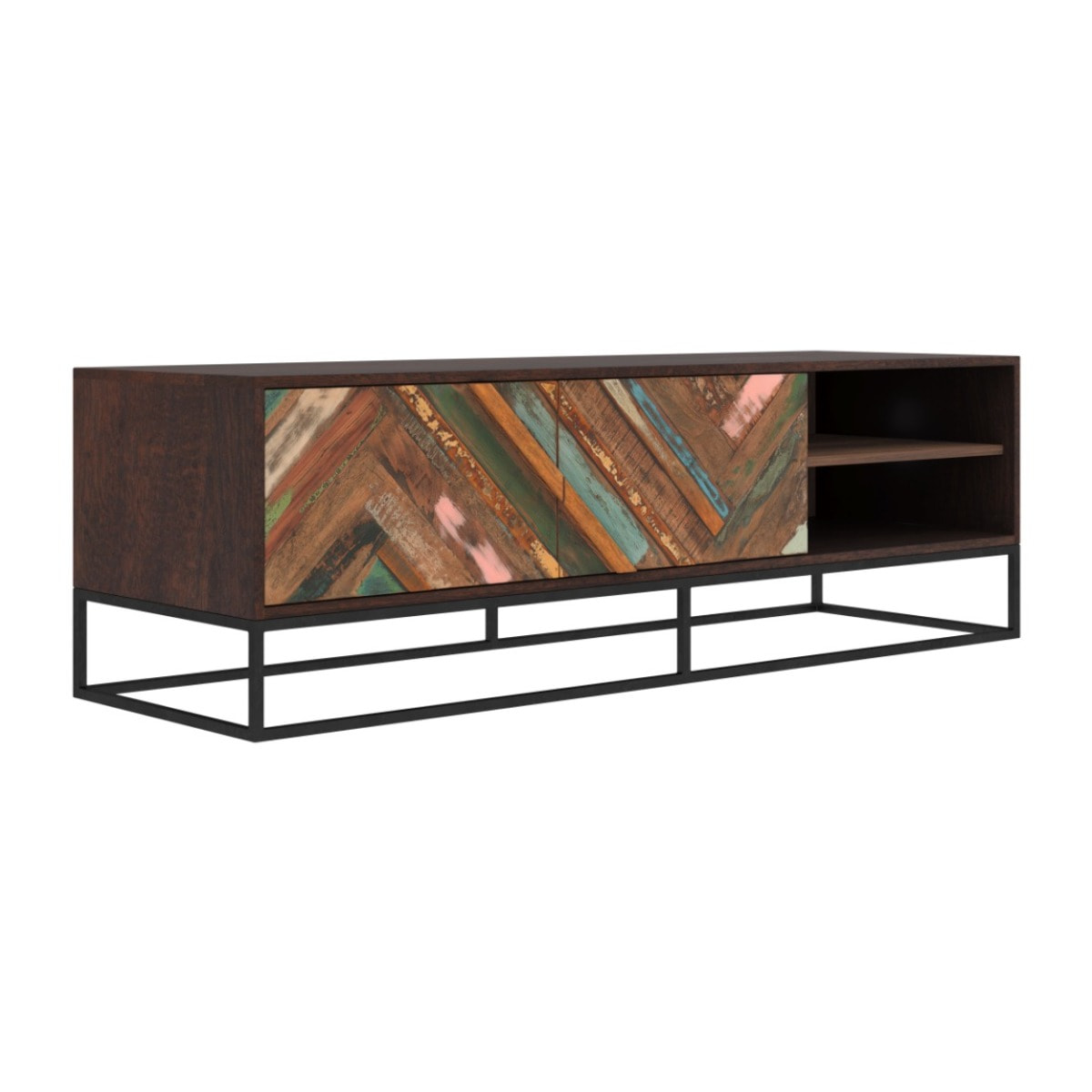 Meuble TV en bois d'acacia et bois recyclé 145 cm - Krabi