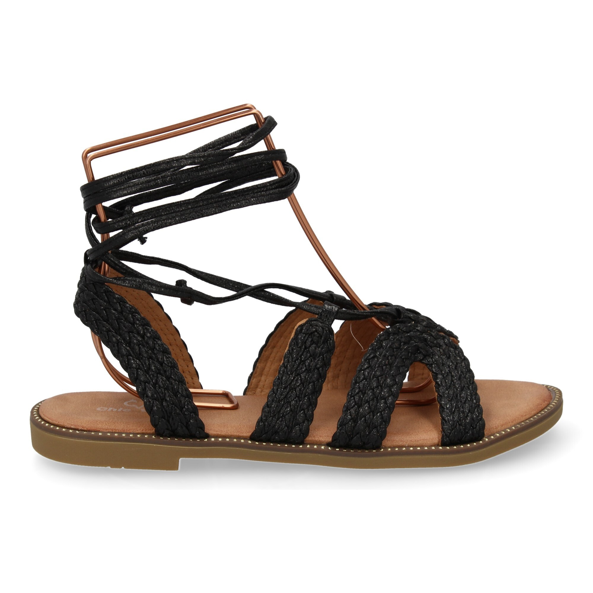 Sandalias planas para mujer, comodas y elegantes, diseño moderno con cordones atados al tobillo