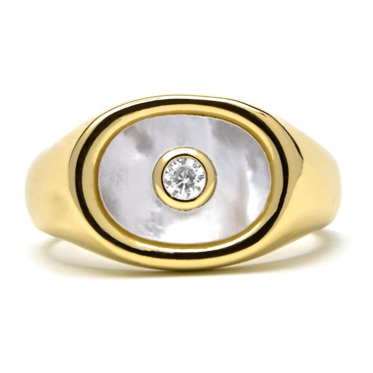 Anillo con Madreperla Blanca acabado oro 18k