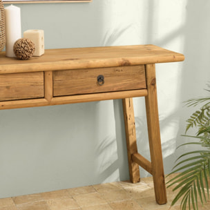 SANDY - Console 2 tiroirs bois pin recyclé