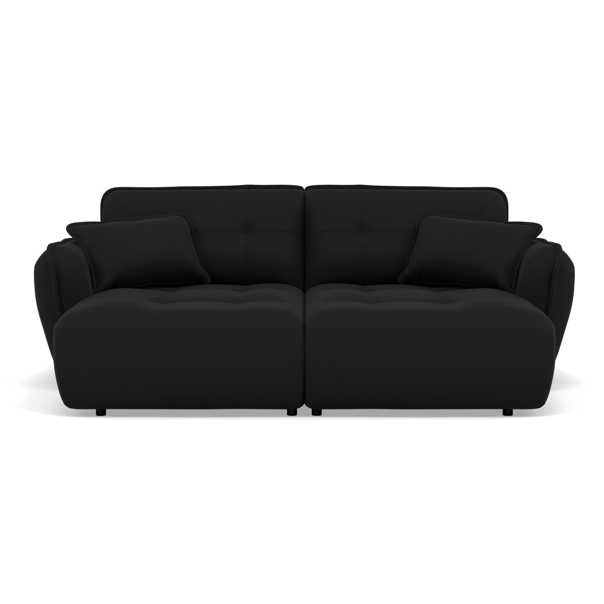 Thais - canapé droit 4 places avec double méridienne assise profonde en tissu texturé - Noir