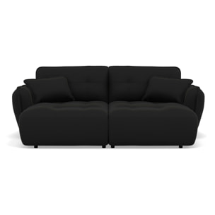 Thais - canapé droit 4 places avec double méridienne assise profonde en tissu texturé - Noir