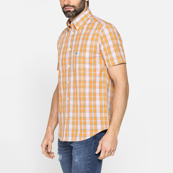 CAMICIA A MANICA CORTA IN COTONE CON FANTASIA
