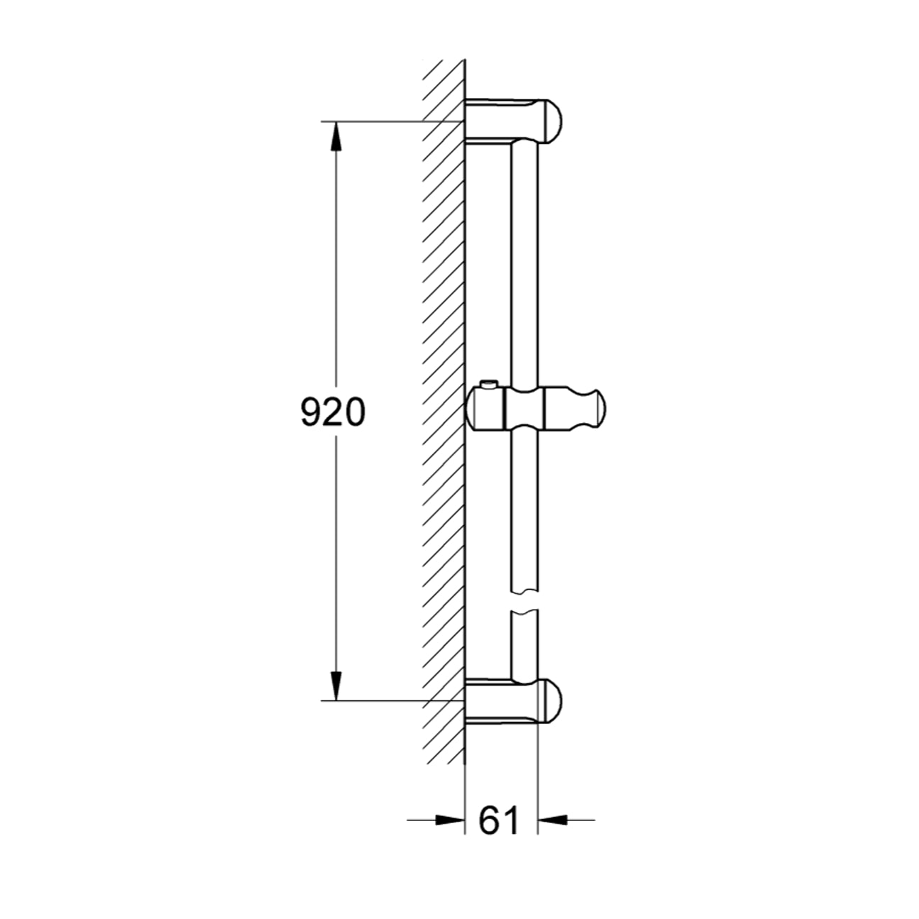 Barre de douche 90cm Ø 22 mm New Tempesta Classic