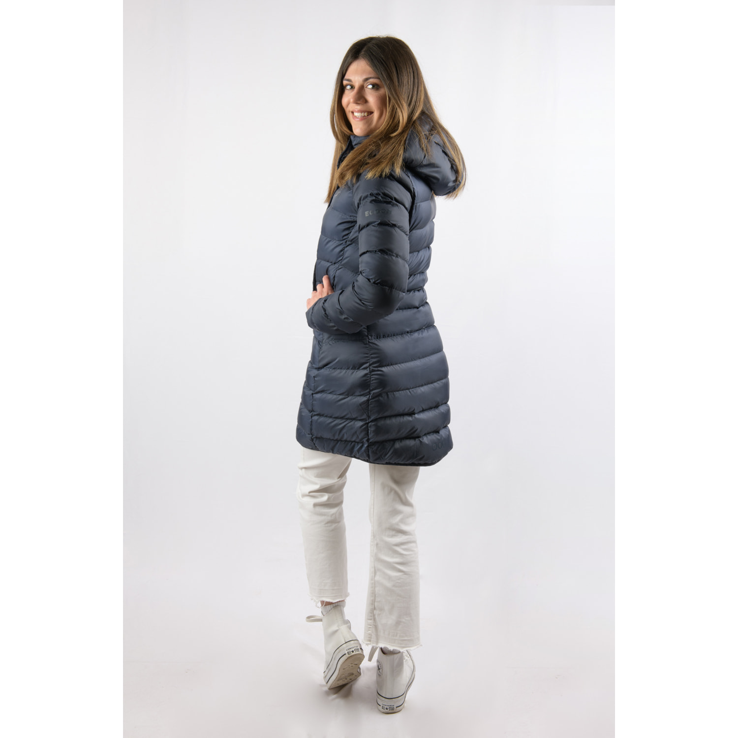 Chaqueta Munich Long Jacket marca ECOON - Azul oscuro