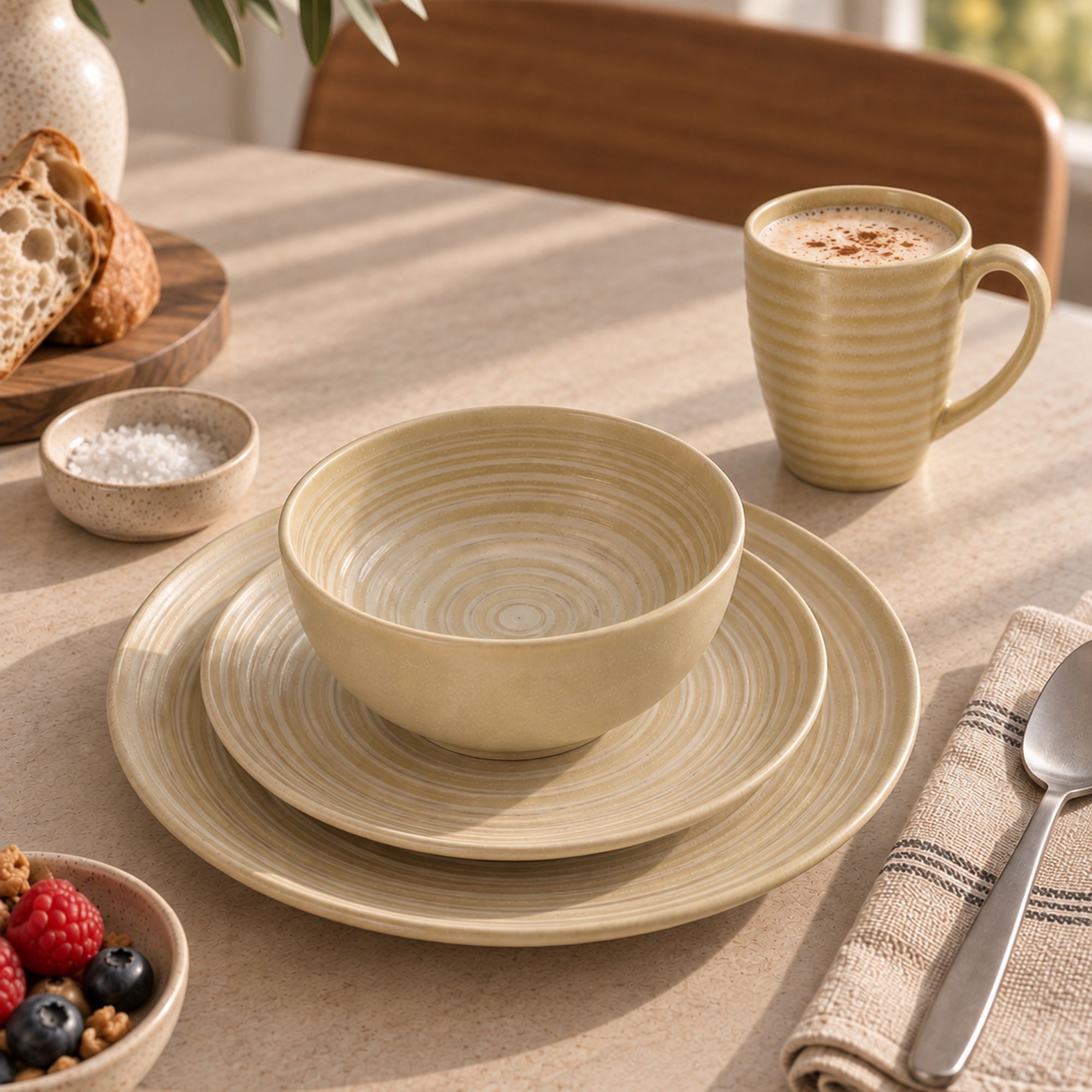 Lot de 6 assiettes plates 27cm en grès jaune TURBOLINO