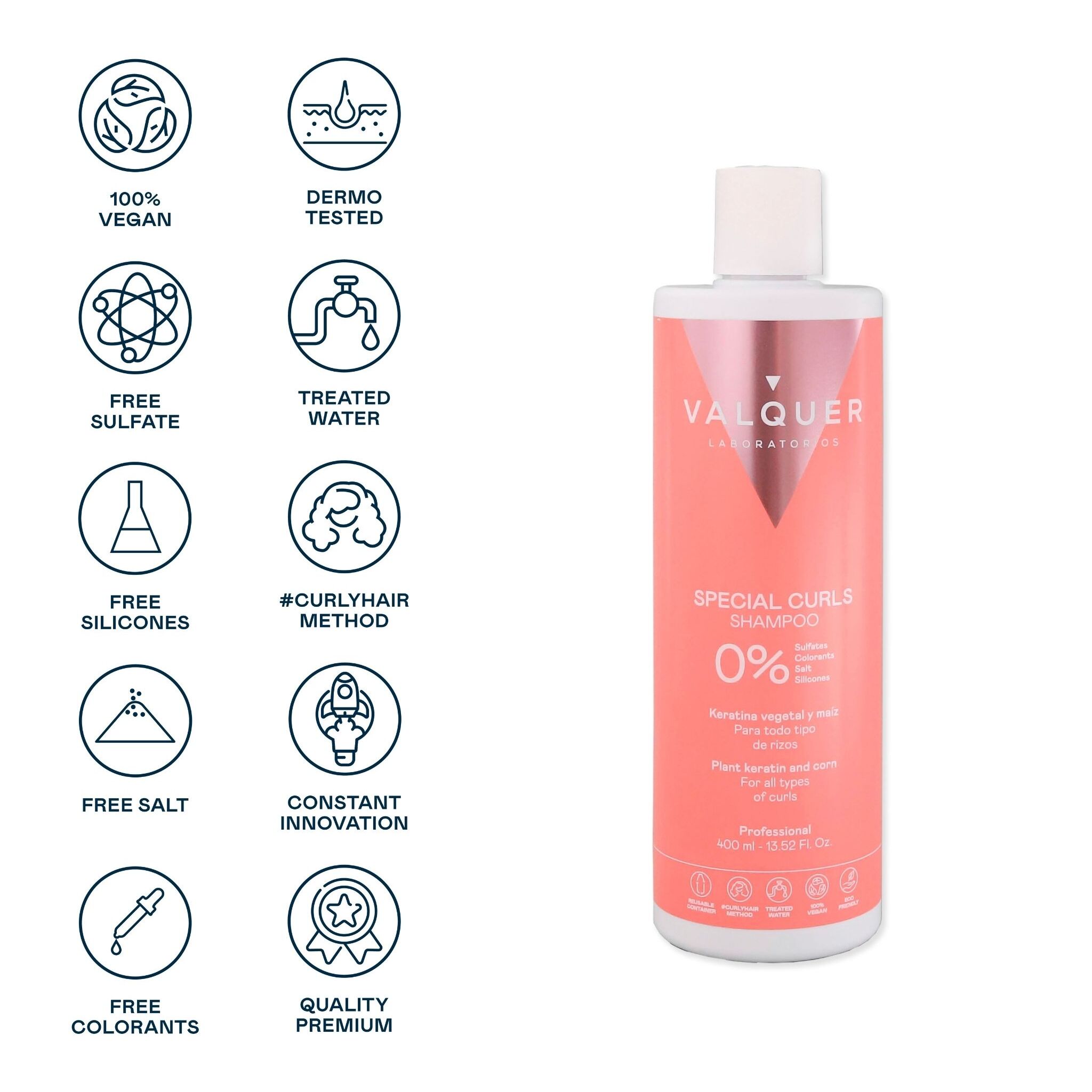 Valquer Champú especial rizos Método Curly Girl- 400 ml