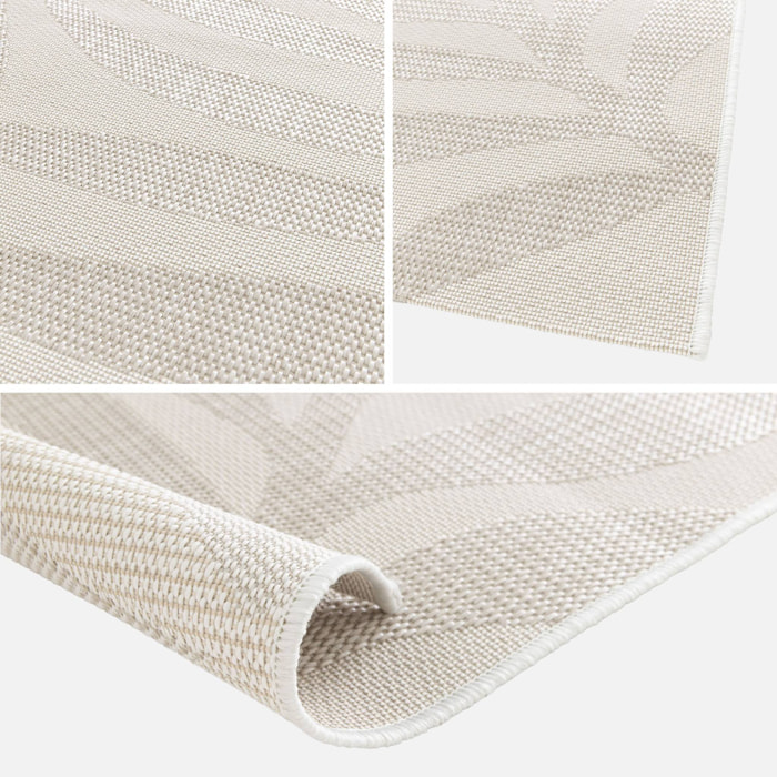 Tapis intérieur/extérieur motif végétal beige polyester recyclé Kate 160x230cm