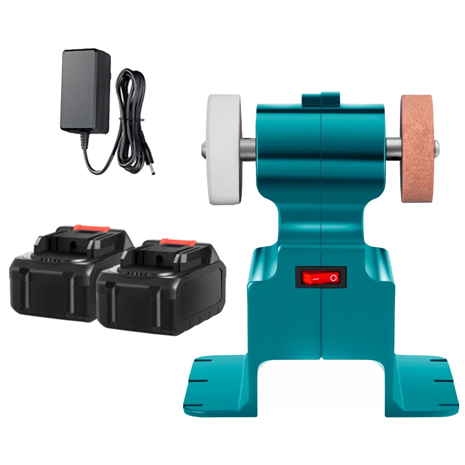 Macchina industriale da banco 21V. Include due batterie da 7500mAh.