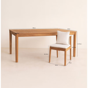 Ensemble table et 6 chaises de jardin en bois d'acacia avec coussin FIDJI