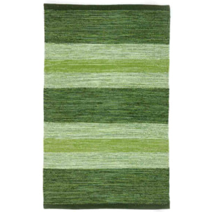 Tappeto HAPPY VERDE disegno a righe 100% cotone annodati a mano, tappetino stuoia bagno multiuso lavabile