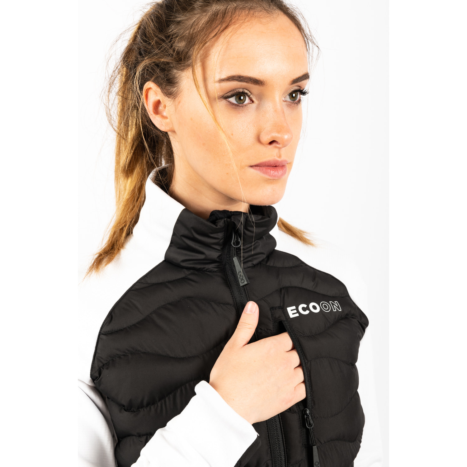 Chaqueta ECOActive Hybrid Insulated Jacket Women marca ECOON - Negro / Blanco