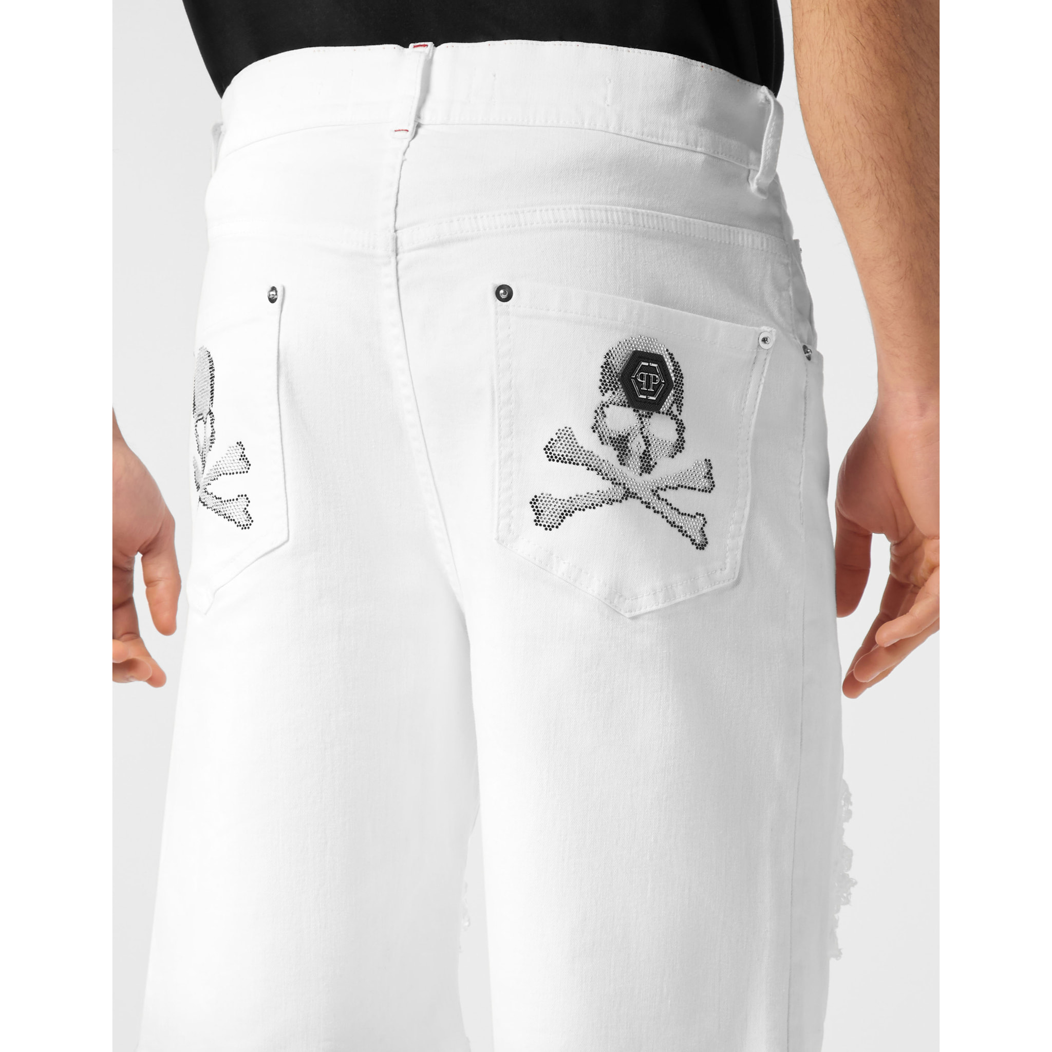 PHILIPP PLEIN DENIM SHORTS SKULL