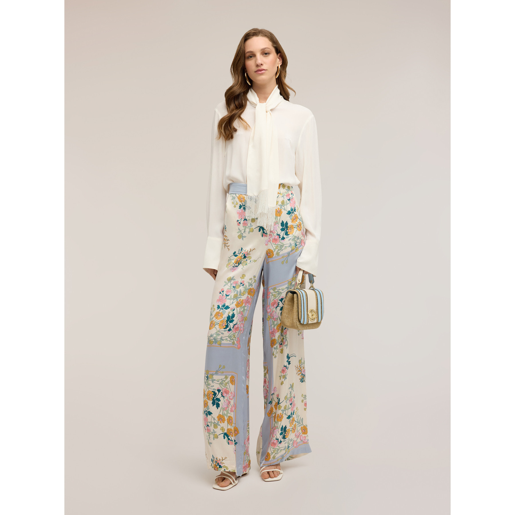 Motivi - Camicia in georgette con sciarpa - Bianco