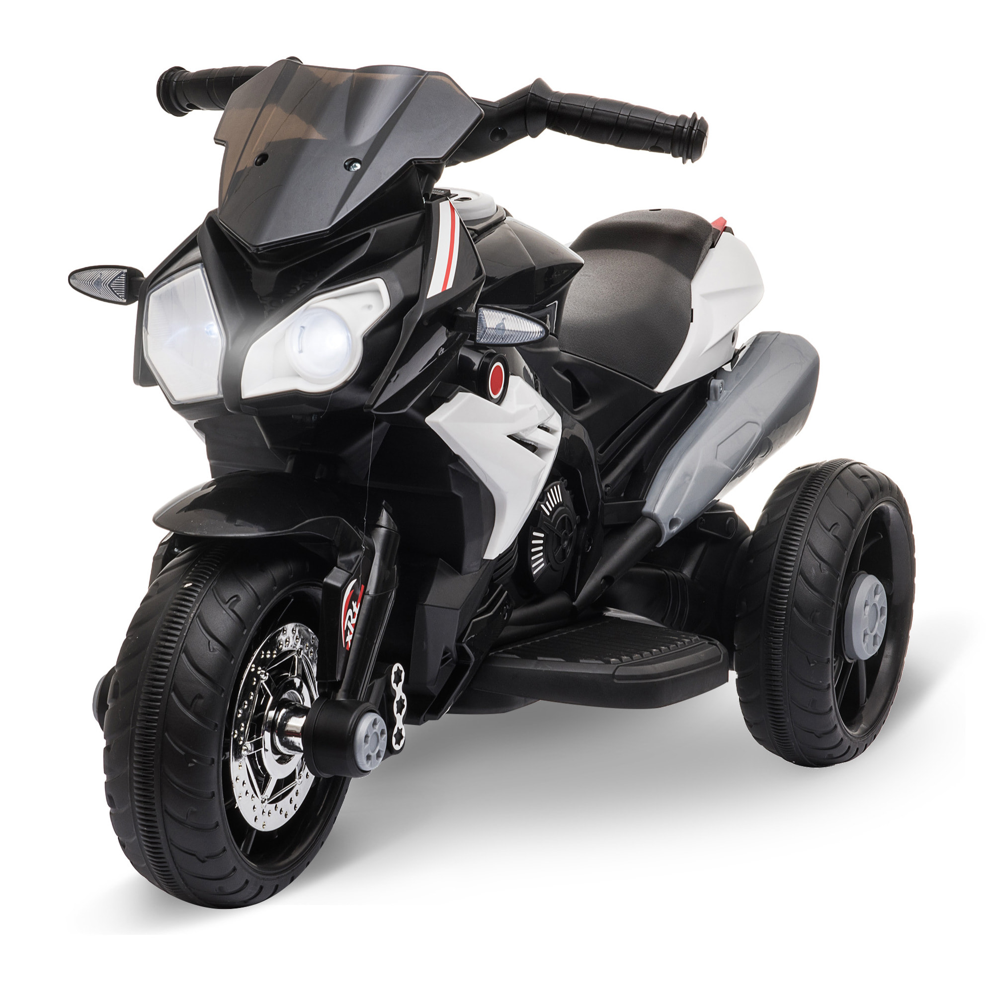 Moto Eléctrica Infantil +3 Años con Batería 6V Música Bocina Faros Negro Blanco