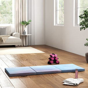 Colchoneta Gimnasia Plegable de Grosor 5 cm, Tapete de Ejercicio, 180x60x5 cm, con Asas de Transporte, Esterilla de Gimnasia para Yoga, Aeróbic, Artes Marciales, Azul Degradado