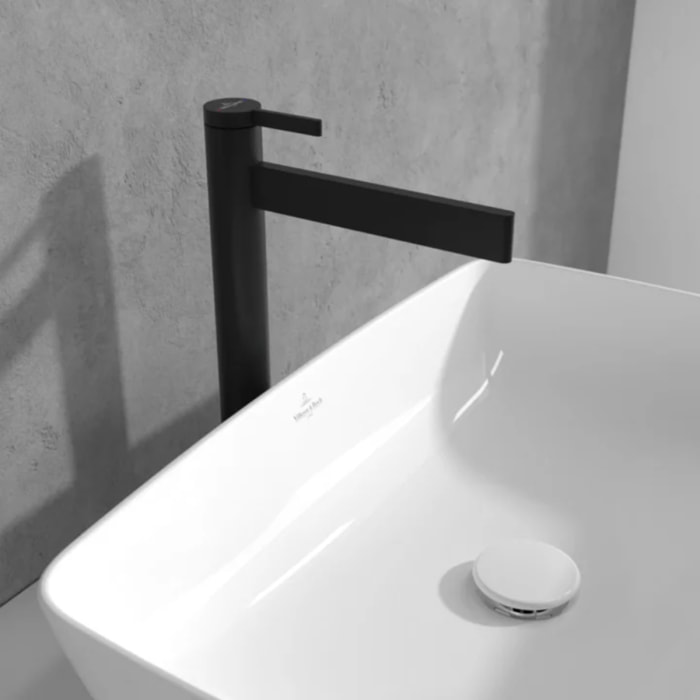 Mitigeur lavabo droit surélevé Dawn sans tirette Matt Black