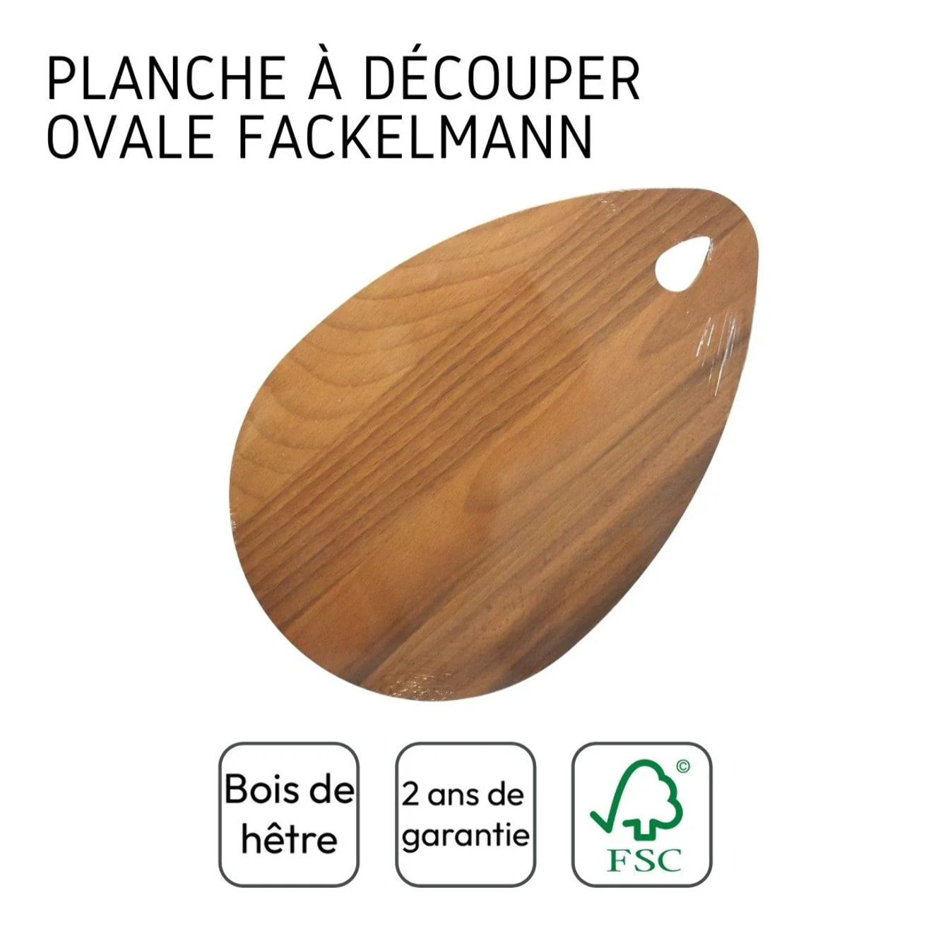 Planche à découper ovale, hêtre foncé 21 x 12 cm Fackelmann Wood Edition