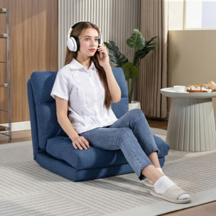 Fauteuil convertible fauteuil paresseux grand confort inclinaison dossier multipositions 90°-180° tissu bleu