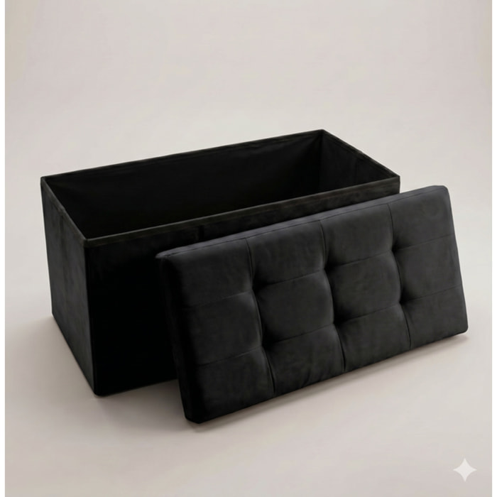 Pouf contenitore in velluto 76x34x34 cm, panca pieghevole con vano capiente, seduta imbottita trapuntata resistente fino a 150 kg, design elegante Double Velvet, salvaspazio ideale per camera soggiorno ingresso e fondo lett