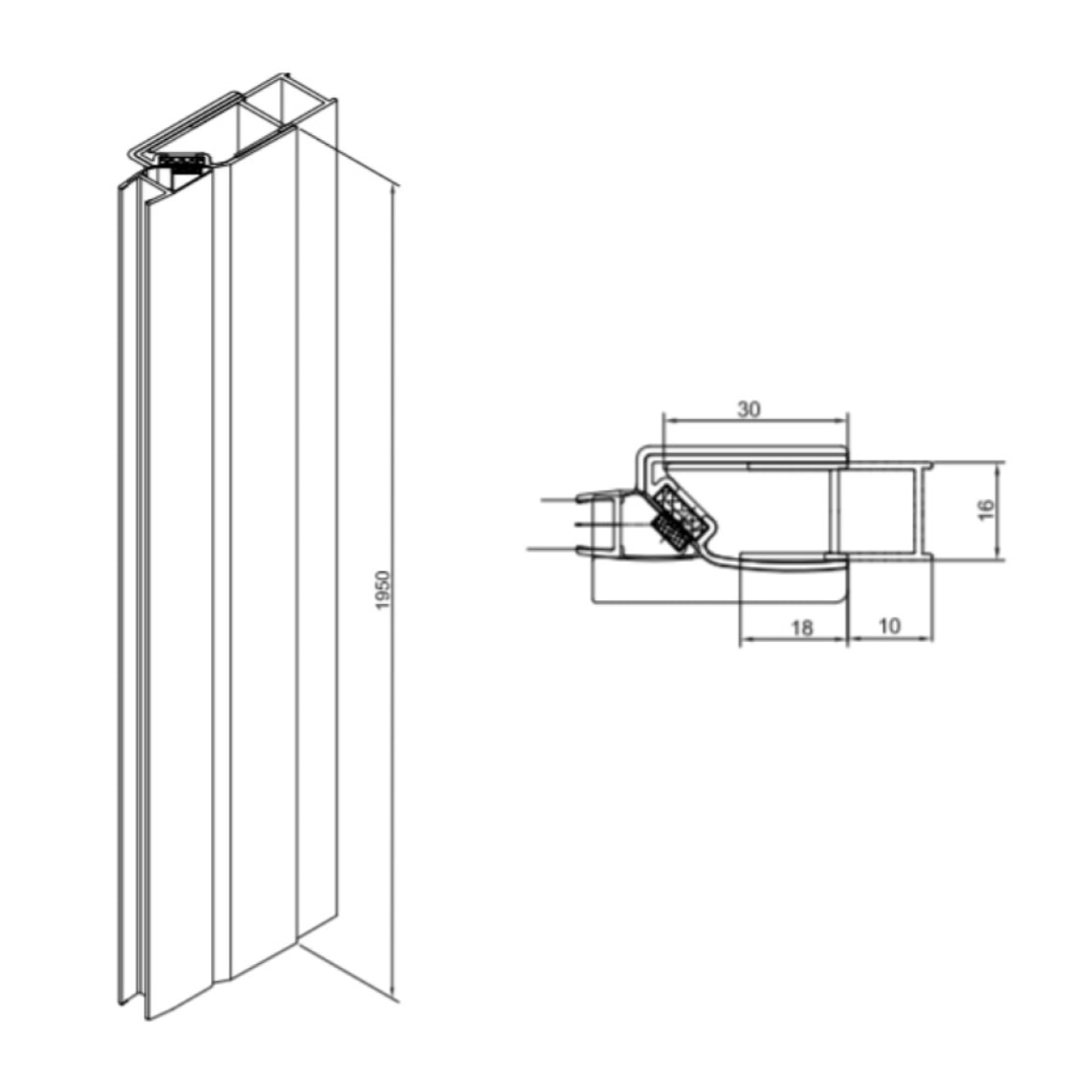 Profilé pour paroi de douche 195cm, Chrome (SIKOPROFILTGD)