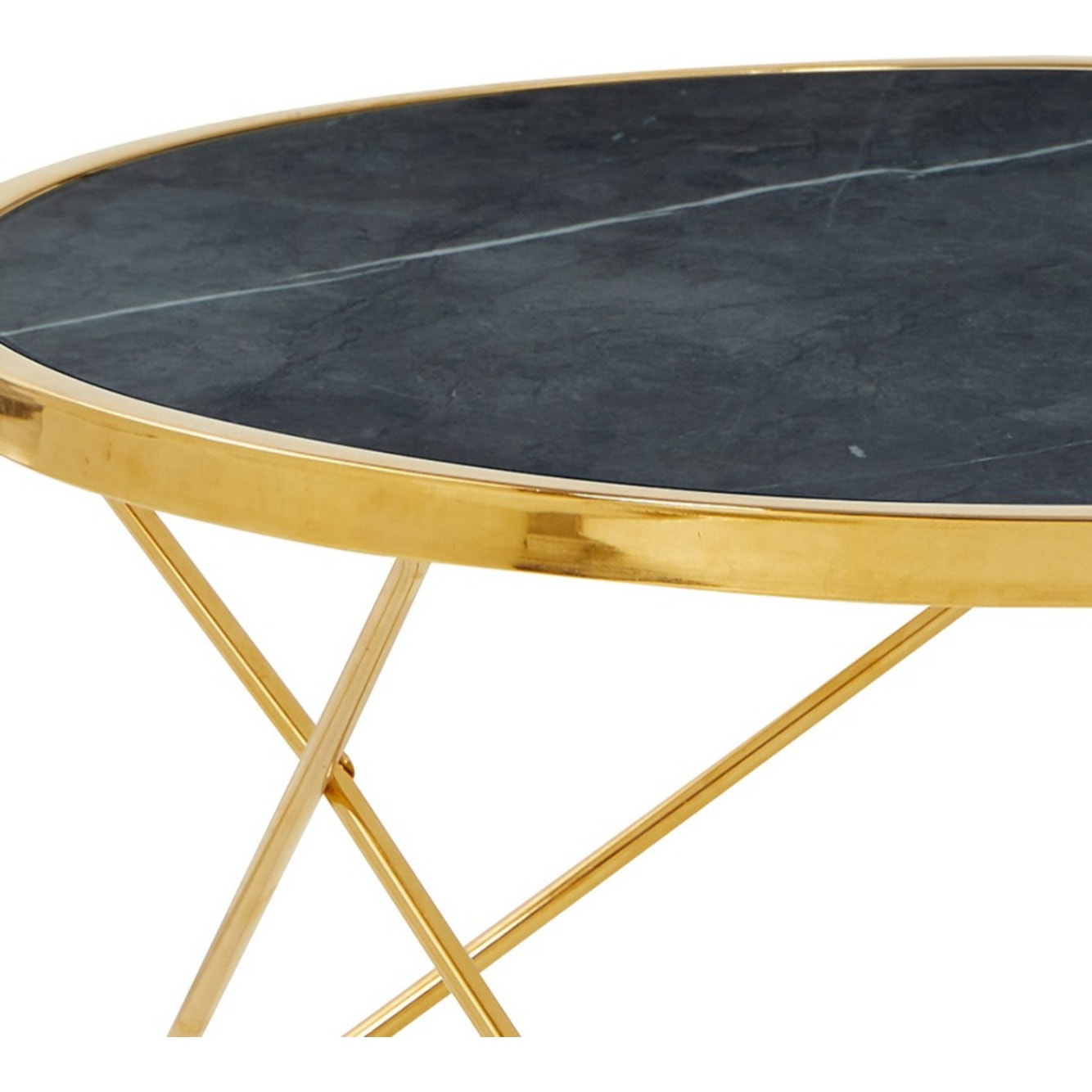 Tavolino tondo con struttura dorata e top effetto marmo grigio chiaro - Izmo