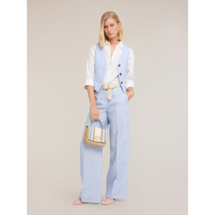 Motivi - Gilet sartoriale in lino - Azzurro