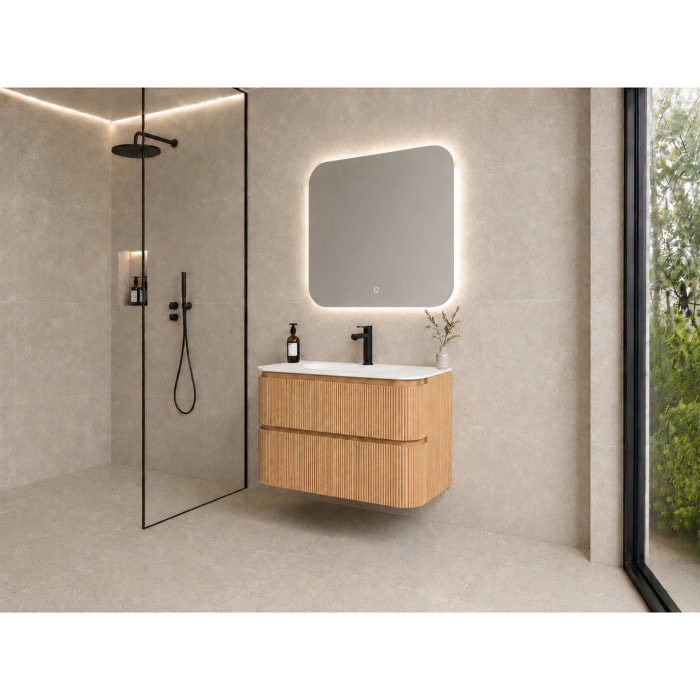 MOBILE DA BAGNO ARGO 80CM ROVERE PURO - 3 PEZZI