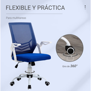 Silla de Oficina Ergonómica Silla Escritorio Giratoria con Altura Ajustable Reposabrazos Abatible Soporte Lumbar Transpirable para Adolescentes Adultos 62,5x55x94-104 cm Azul