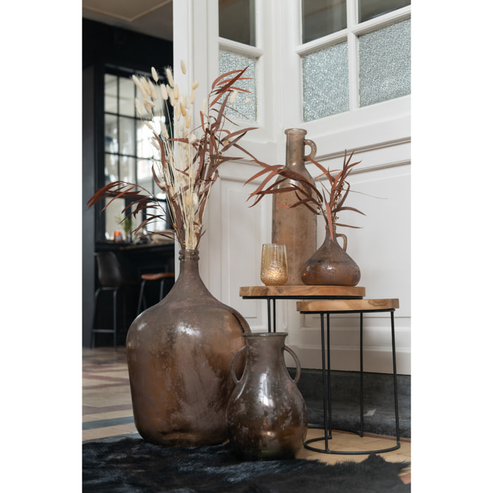 J-Line vase Bouteille 2 Anses - verre - vieux rose - 32.5 cm de hauteur
