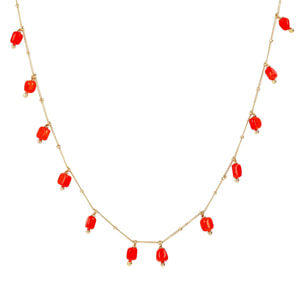 Collana Lunga Rosario con Ciondoli Tondi in Pietra Naturale Spinello Nero