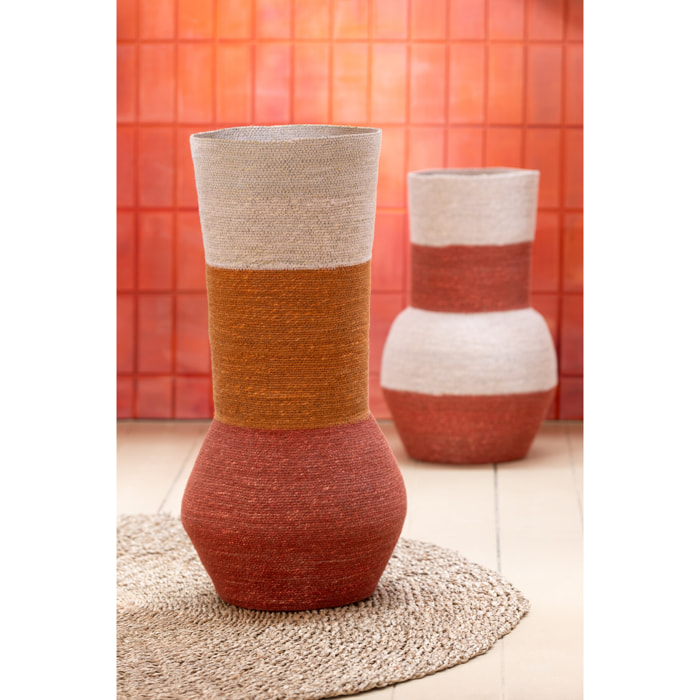 J-Line vase Rayures - jonc de mer - naturel/rouille - terracotta - 68 cm de hauteur