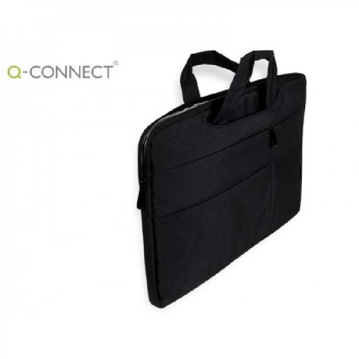 Maletin para portatil q-connect 15,6'' con asas retractiles cremallera 3 bolsillos exteriores negro